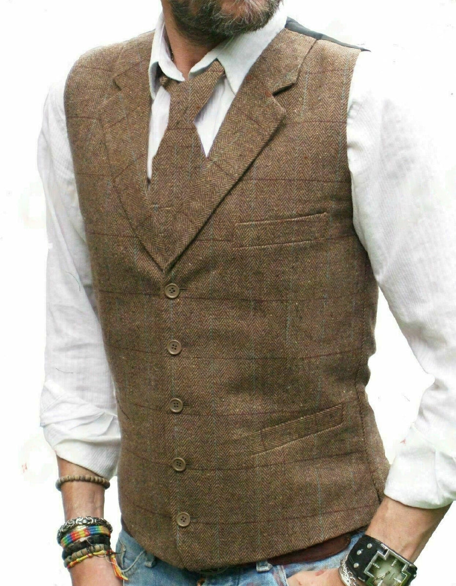 Mens wool hot sale tweed waistcoat