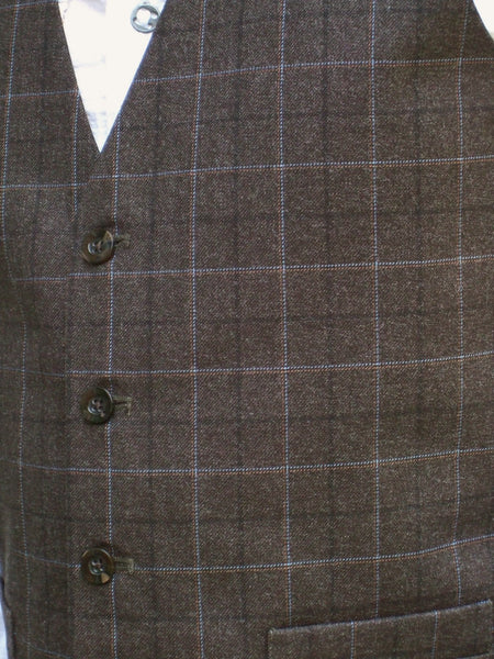 Mens Waistcoat - Brown Check Tweed Style Vest Gilet All Sizes