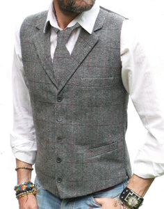 Grey Check Lapel Waistcoat