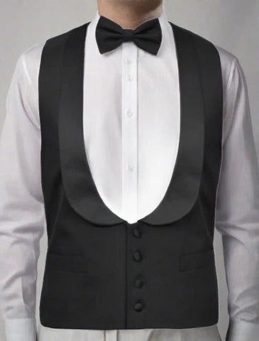 Mens Black Scoop Cut Tuxedo Lapel Shawl Collar Waistcoat Vest Gilet- M L Xl Xxl Lloyd Attree & Smith