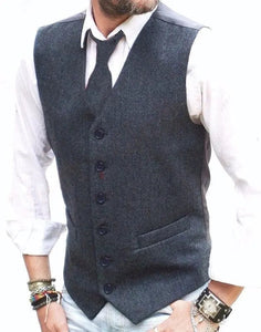 Mens Wool Donegal Tweed Blend Blue Fleck Waistcoat Vest -  S M L Xl Xxl 3xl 4xl LLoyd Attree & Smith