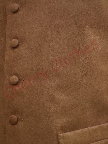 Mens Faux Suede Tan Brown Waistcoat Vest Gilet-  All Sizes  S M L Xl Xxl 3xl 4xl