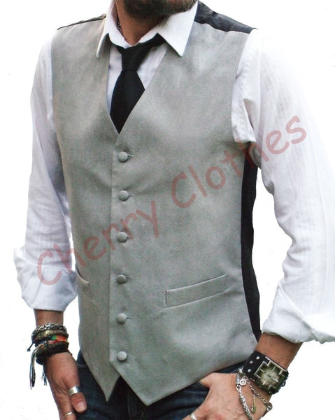 Mens Faux Suede Light Grey Gray Waistcoat Vest - S  M L Xl Xxl  3xl  4xl