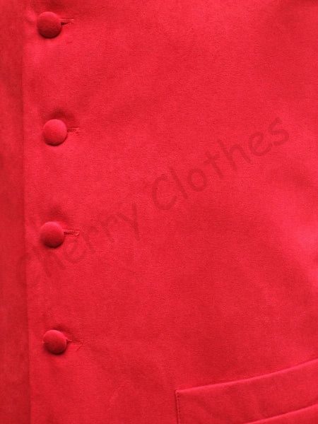 Mens Faux Suede Red Waistcoat Vest Gilet - All Sizes S M L Xl Xxl 3xl 4xl