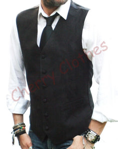 Mens Faux Suede Black Waistcoat Vest Gilet - All Sizes  S M L Xl Xxl 3xl 4xl