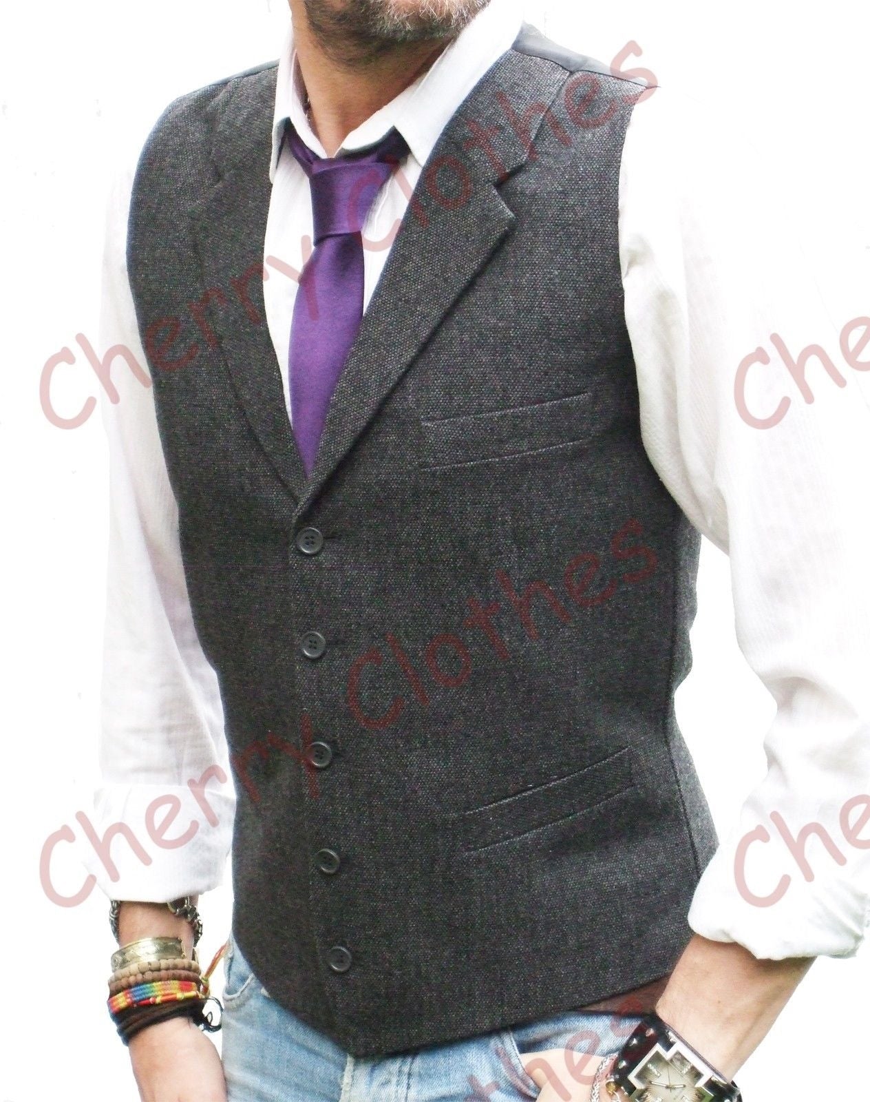 Mens tweed lapel on sale waistcoat