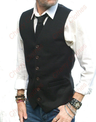 Mens Classic Country Waistcoat -Black - Waistcoats Vest Gilet  S M L Xl XXL