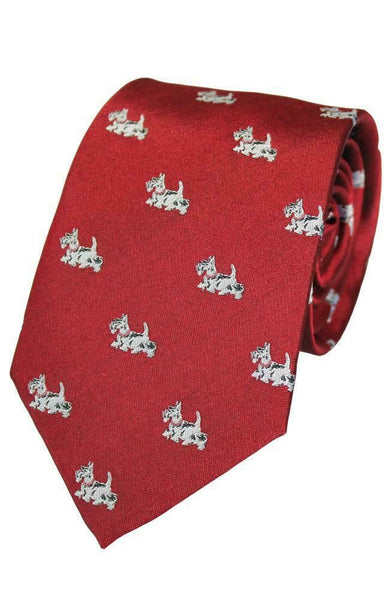 Silk Tie - Westie Terrier Scottie Dog Paw Pet