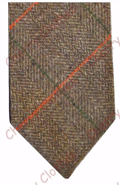 Wool Blend Tweed Donegal Herringbone Worsted Fleck Check Ties - Lots Of Colours!