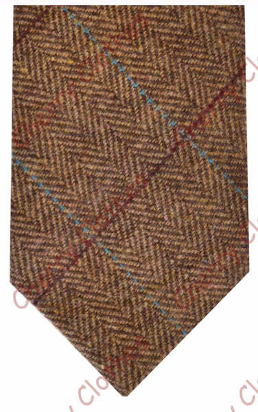 Wool Blend Tweed Donegal Herringbone Worsted Fleck Check Ties - Lots Of Colours!