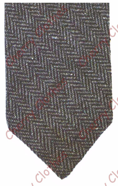 Wool Blend Tweed Donegal Herringbone Worsted Fleck Check Ties - Lots Of Colours!