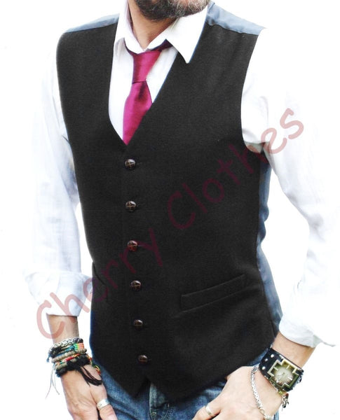 Mens Waistcoat Wool Blend Tweed Waistcoats Vest Gilet - All Sizes