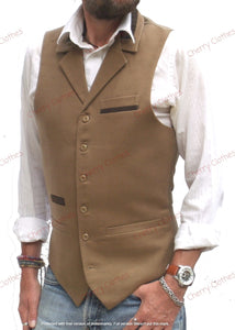 Mens Moleskin Cotton Waistcoat Vest Latte Brown  S M L XL XXL 3XL