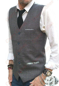 Waistcoat | Mens Grey Gray Waistcoat Vest Gilet Modern Fit  - Penny Farthing Theme