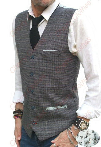 Waistcoat | Mens Grey Gray Waistcoat Vest Gilet Modern Fit  - Penny Farthing Theme