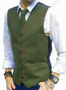 Mens Classic Country Waistcoat -Green - Waistcoats Vest Gilet  S M L Xl XXL