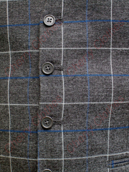 Grey Gray Check Slim Fit Tweed Style Vest Gilet All Sizes